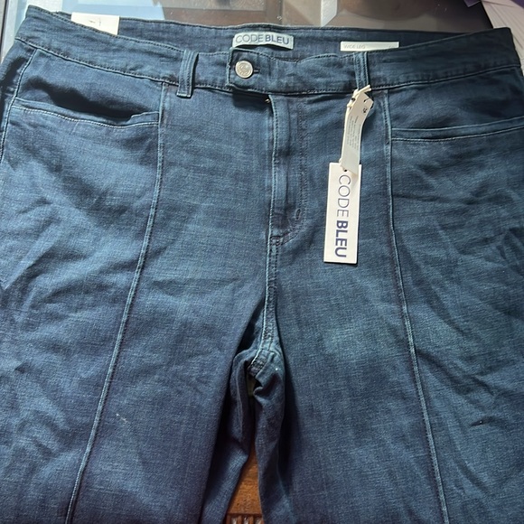 Code Bleu Plus Size Long Wide Leg Stretch Denim Jeans - Picture 4 of 10